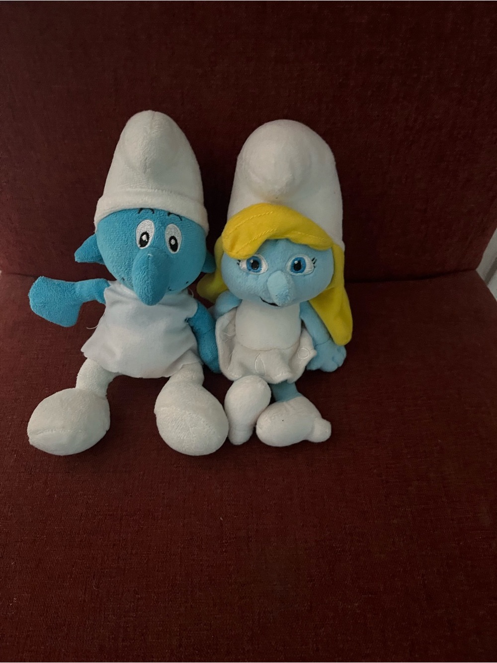 Blue Plush Smurf & Smurfette Toy Duo - Blue and White